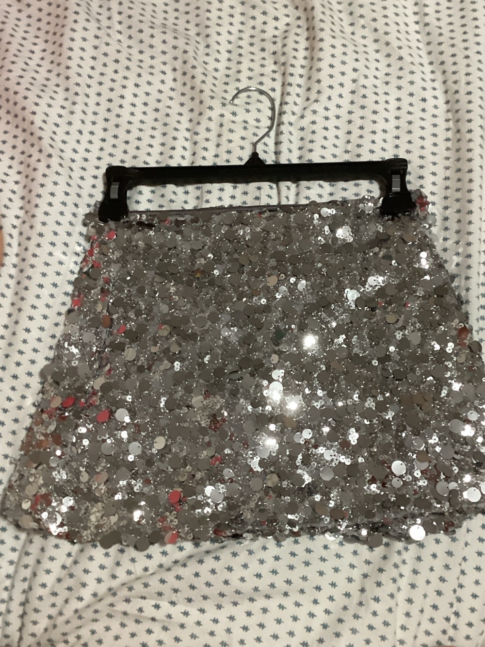 art class Silver Sequin Mini Skirt with Iridescent Shine